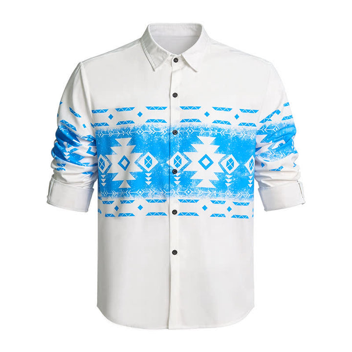 Camicia western da uomo con stampa geometrica azteca in stile sud-occidentale - image 4
