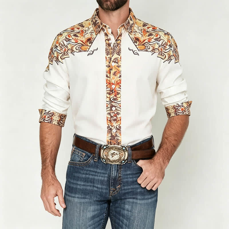 Camicia western da uomo con stampa 3D a motivo paisley retrò - image 1