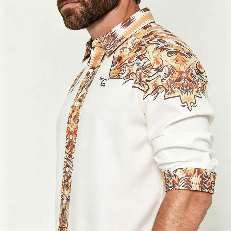 Camicia western da uomo con stampa 3D a motivo paisley retrò - image 3