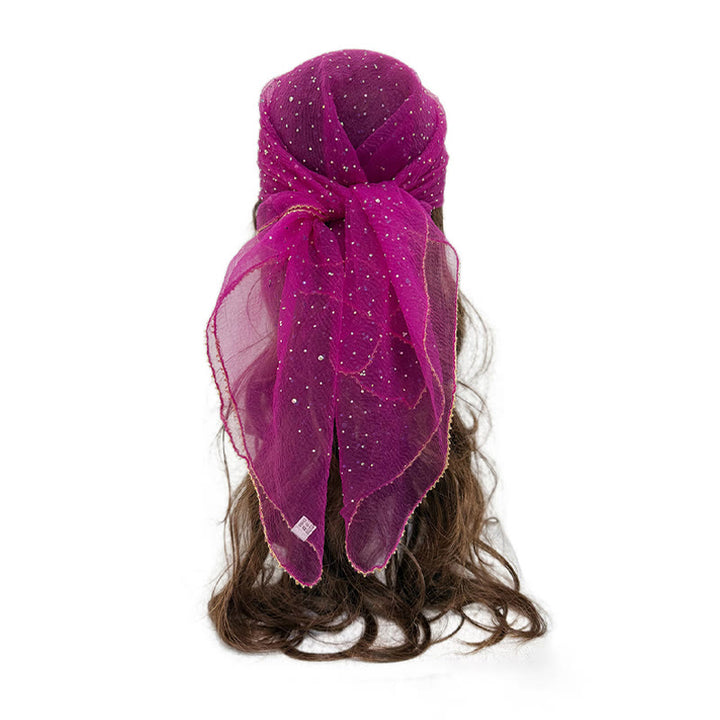 Sciarpa estiva da donna leggera e scintillante con strass e perline. - Rosa - image 2