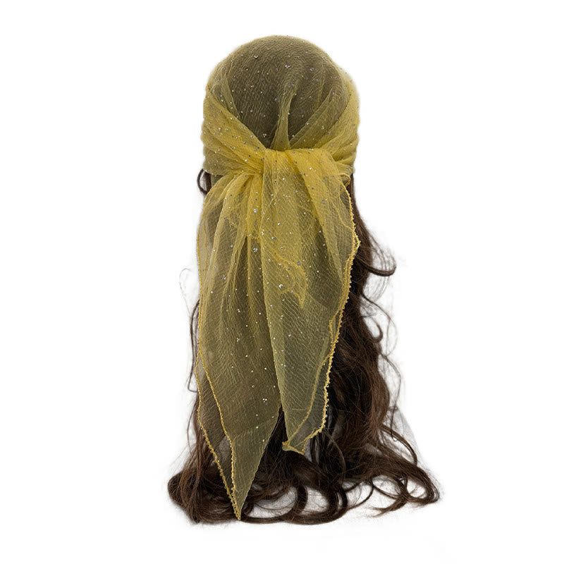 Sciarpa estiva da donna leggera e scintillante con strass e perline. - Giallo - image 17
