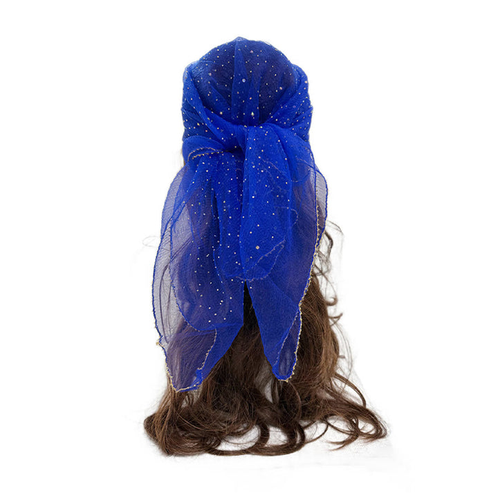 Sciarpa estiva da donna leggera e scintillante con strass e perline. - Blu reale - image 12