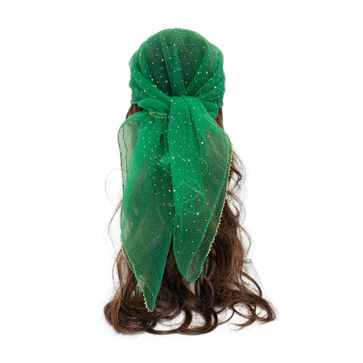 Sciarpa estiva da donna leggera e scintillante con strass e perline. - Verde - image 4