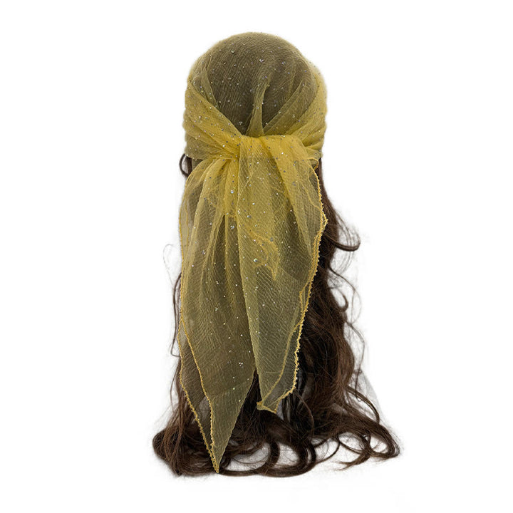 Sciarpa estiva da donna leggera e scintillante con strass e perline. - Giallo - image 17