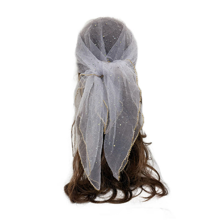 Sciarpa estiva da donna leggera e scintillante con strass e perline. - Bianco - image 14