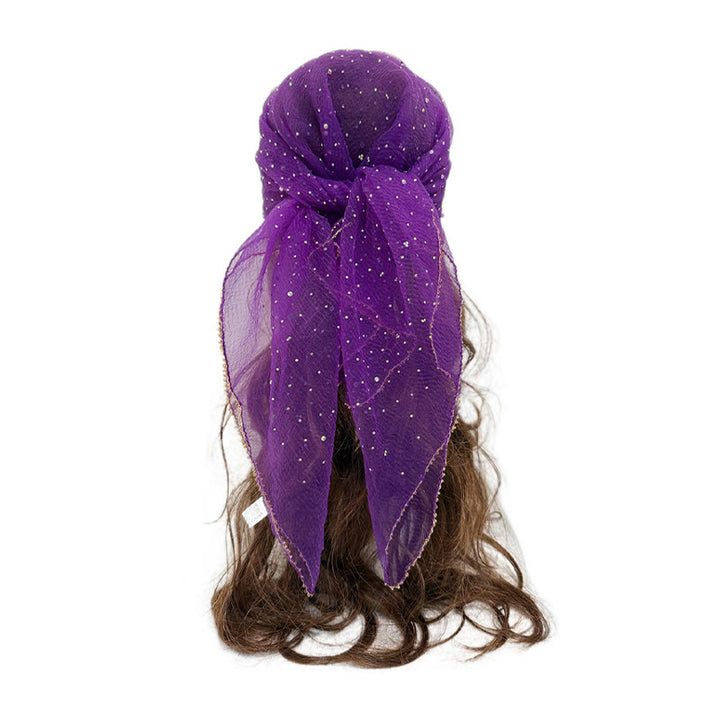 Sciarpa estiva da donna leggera e scintillante con strass e perline. - Viola - image 1