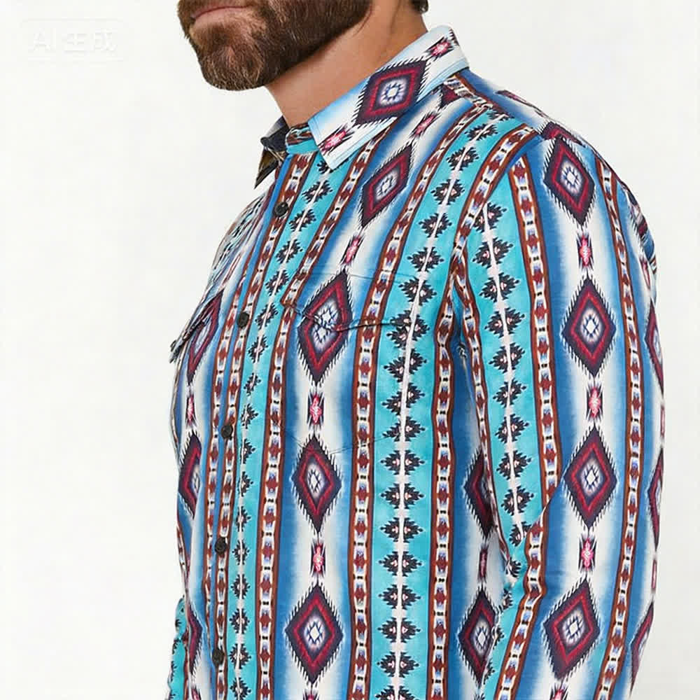 Camicia da uomo American West con stampa 3D a diamante rosso - image 3
