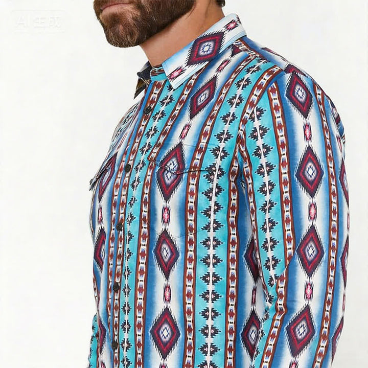 Camicia da uomo American West con stampa 3D a diamante rosso - image 3