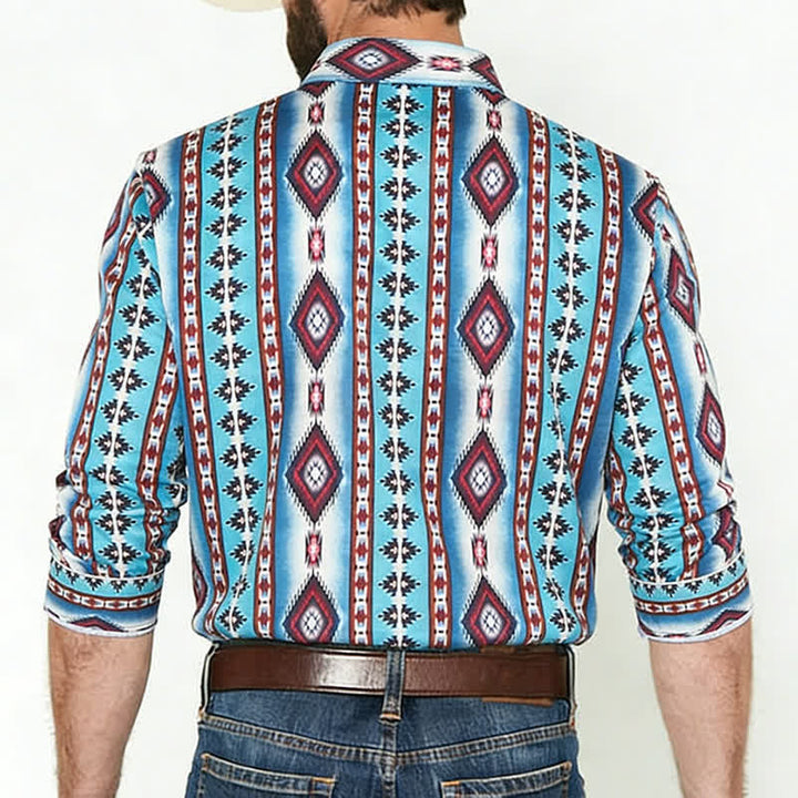 Camicia da uomo American West con stampa 3D a diamante rosso - image 2