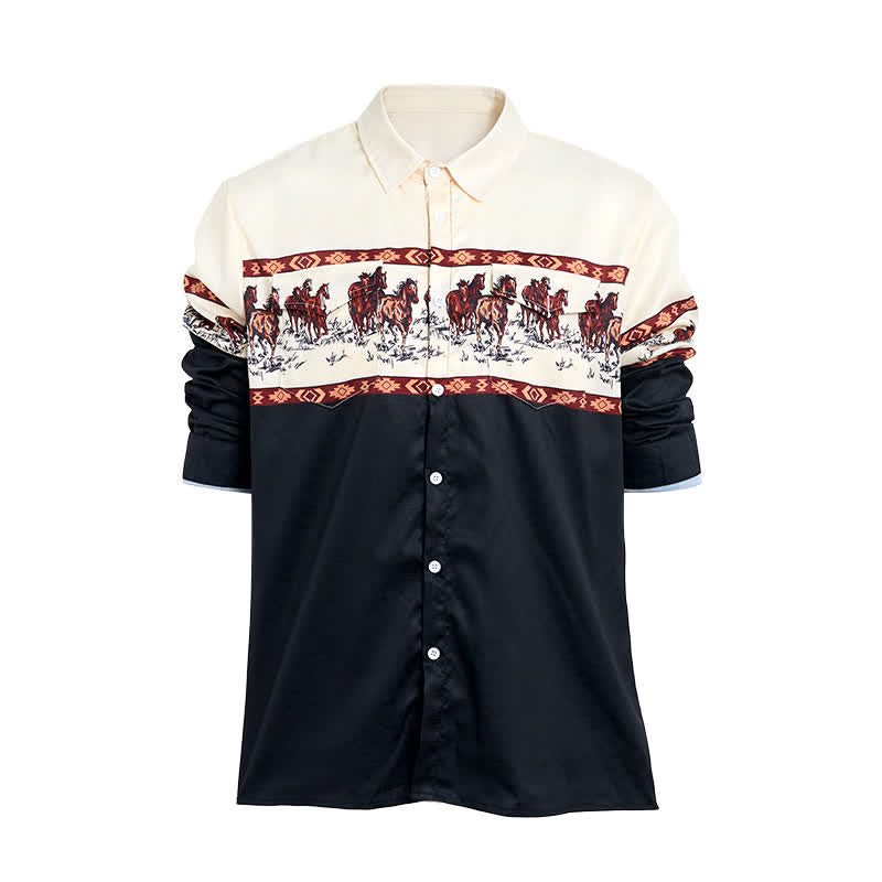 Camicia da cowboy da uomo blu con stampa 3D azteca del sud-ovest - image 8