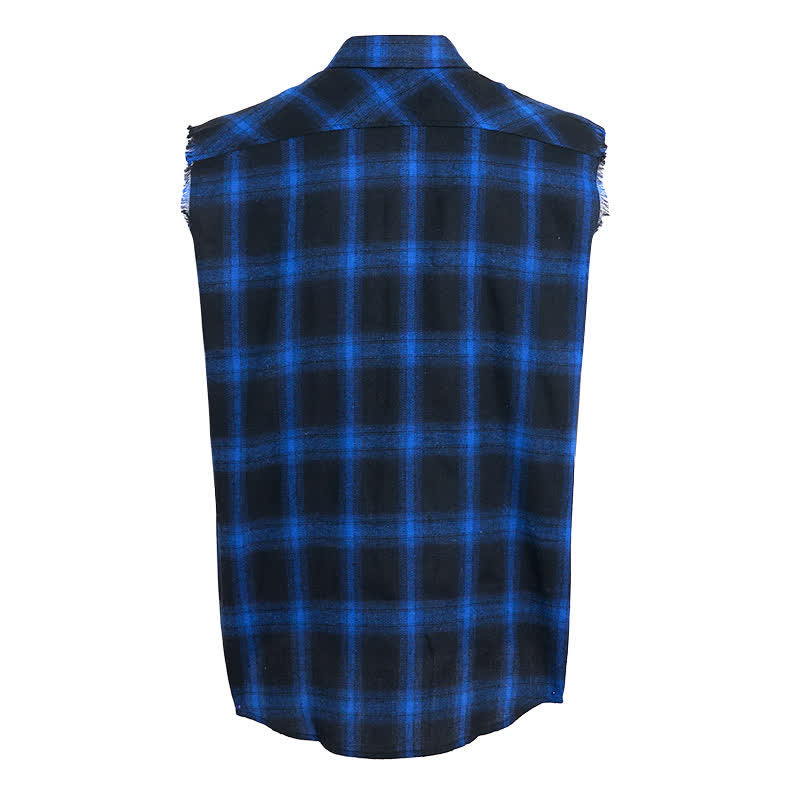 Gilet senza maniche da uomo in stile western con motivo a quadri - image 9
