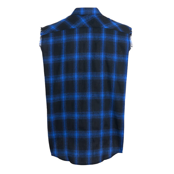 Gilet senza maniche da uomo in stile western con motivo a quadri - image 9