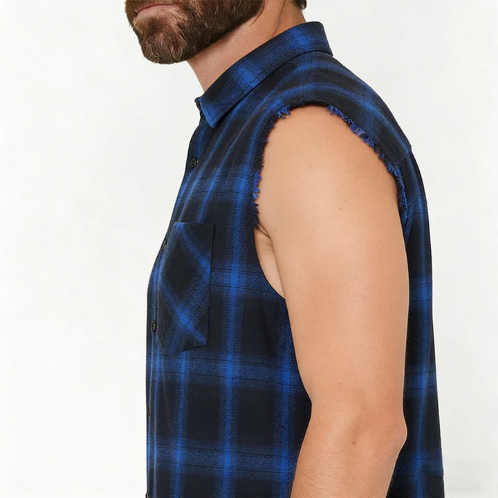 Gilet senza maniche da uomo in stile western con motivo a quadri - image 3