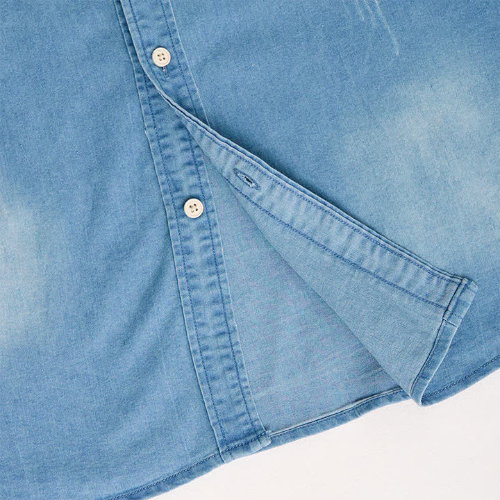 Camicia da uomo in denim stile western casual con tasche sul petto - image 6