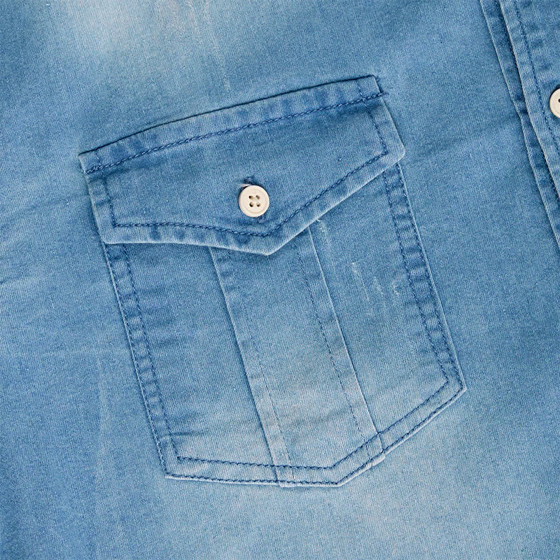 Camicia da uomo in denim stile western casual con tasche sul petto - image 5