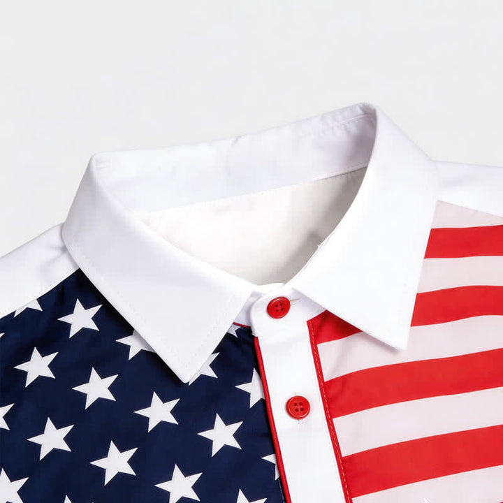 Camicia da uomo con carré e bottoni, fantasia bandiera americana occidentale. - image 6