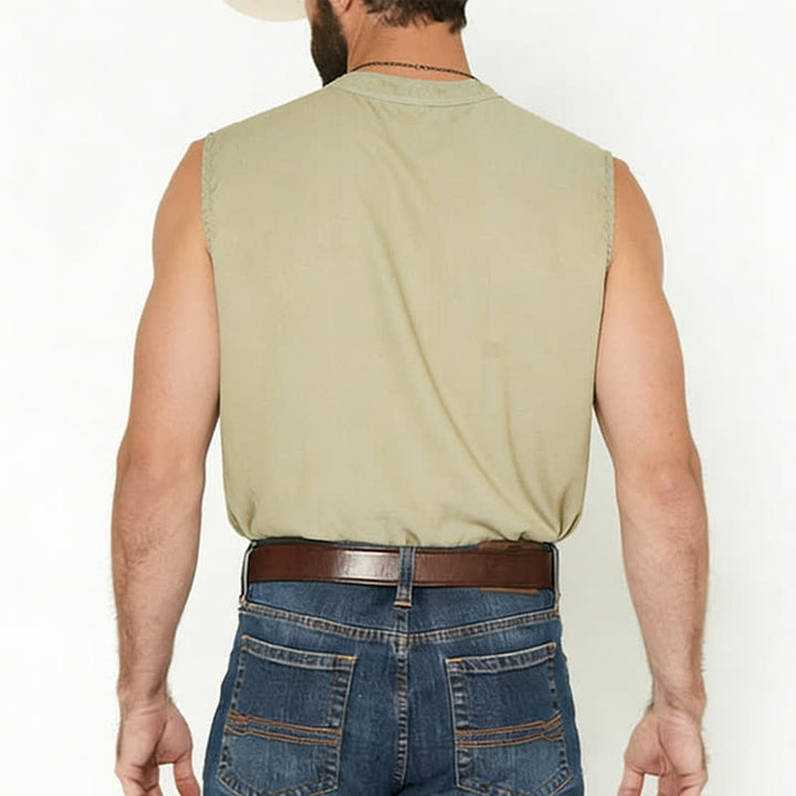 T-shirt senza maniche da uomo estiva con effetto slavato - image 2
