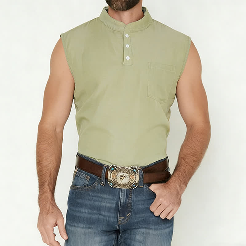 T-shirt senza maniche da uomo estiva con effetto slavato - image 1