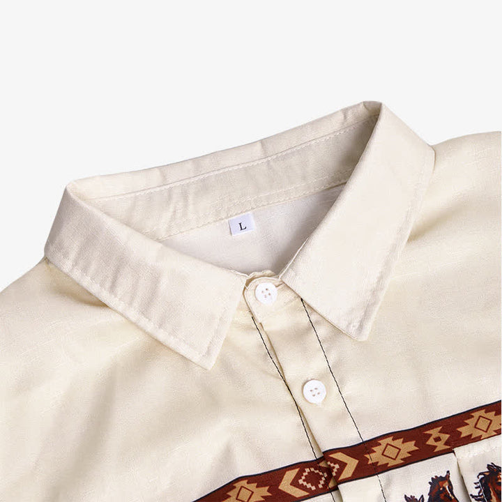 Camicia da cowboy da uomo blu con stampa 3D azteca del sud-ovest - image 4