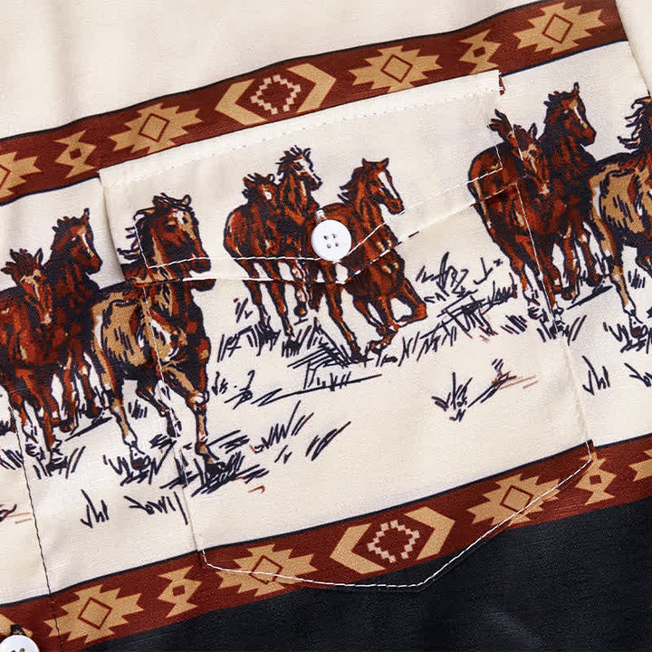 Camicia da cowboy da uomo blu con stampa 3D azteca del sud-ovest - image 5