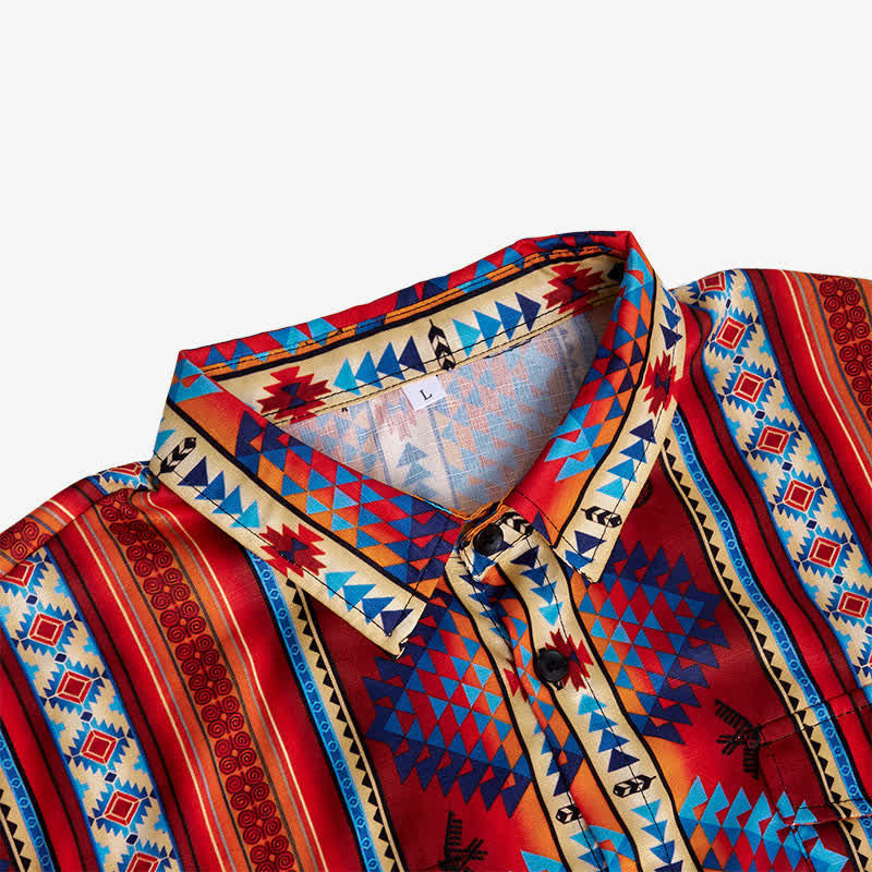 Camicia da uomo arancione stile western con stampa 3D tribale del sud-ovest americano. - image 4