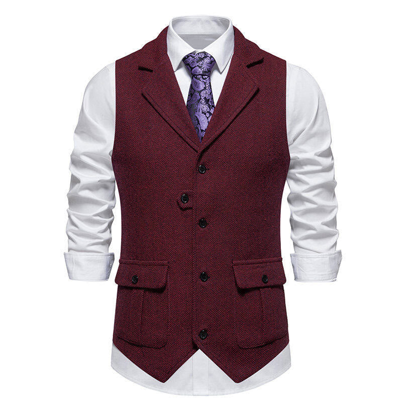 Gilet elegante da uomo con colletto a revers e tasche con patta - Vino - 2XL - image 11