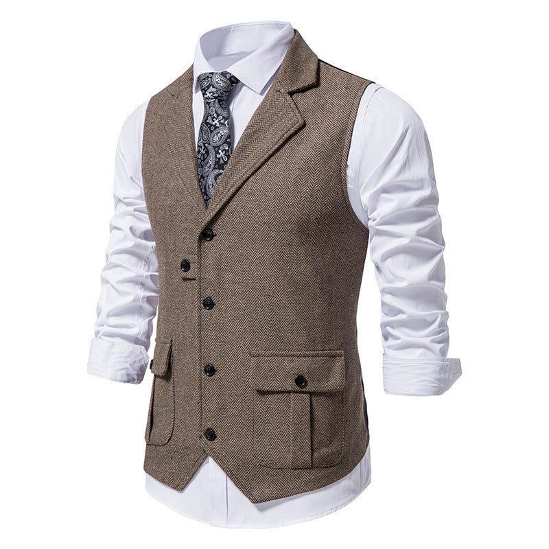 Gilet elegante da uomo con colletto a revers e tasche con patta - image 6