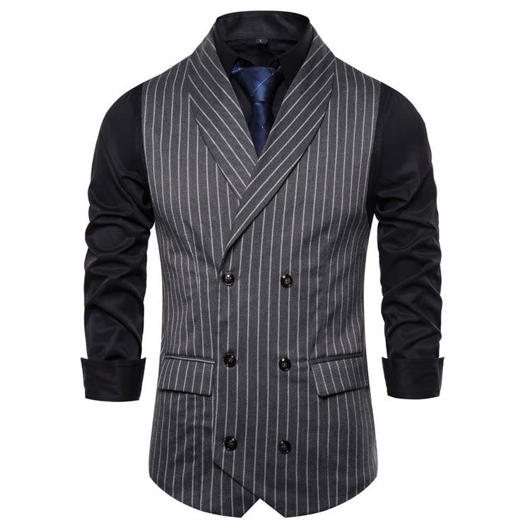 Gilet elegante da uomo a righe, vestibilità slim. - Grigio scuro - 3XL - image 4