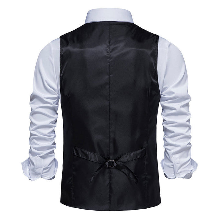 Gilet da uomo vintage a quadri con colletto e bottoni - image 9