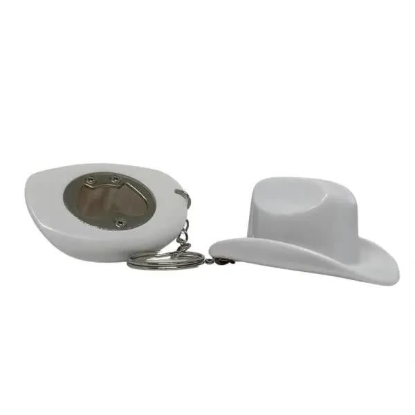 Portachiavi apribottiglie multifunzionale a forma di cappello da cowboy retrò - Bianco - image 2