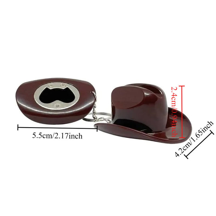 Portachiavi apribottiglie multifunzionale a forma di cappello da cowboy retrò - image 1