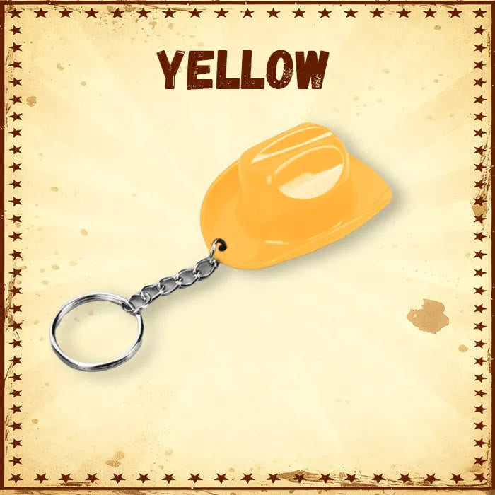 Portachiavi apribottiglie multifunzionale a forma di cappello da cowboy retrò - Giallo - image 5
