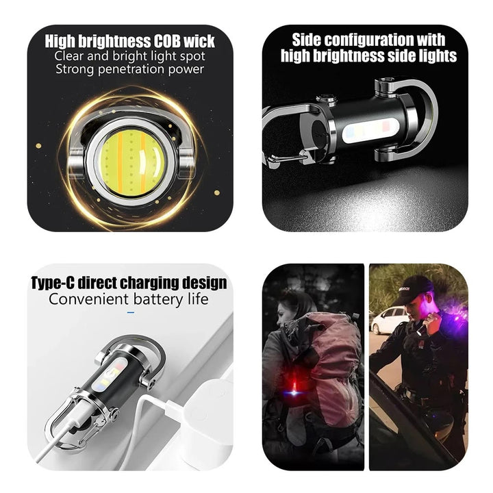 Mini torcia LED multifunzione impermeabile con portachiavi portatile - image 4