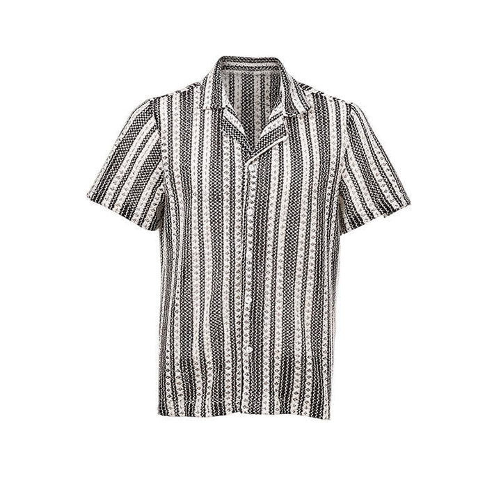 Camicia da uomo classica estiva a righe con trama a rilievo - image 7