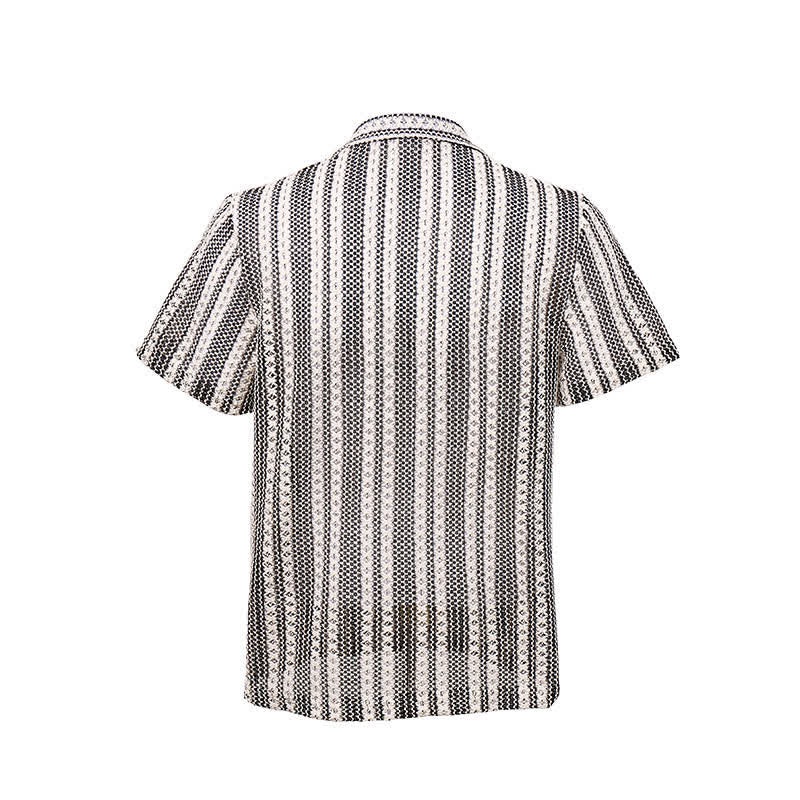 Camicia da uomo classica estiva a righe con trama a rilievo - image 8