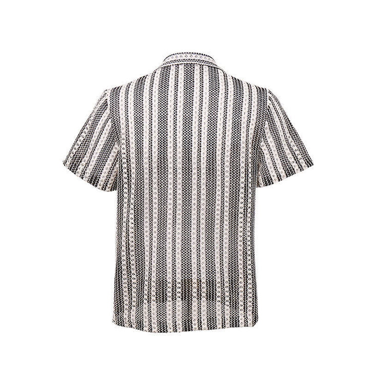 Camicia da uomo classica estiva a righe con trama a rilievo - image 8