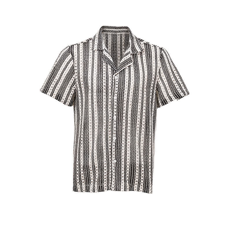 Camicia da uomo classica estiva a righe con trama a rilievo - image 7