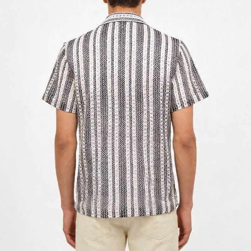 Camicia da uomo classica estiva a righe con trama a rilievo - image 2