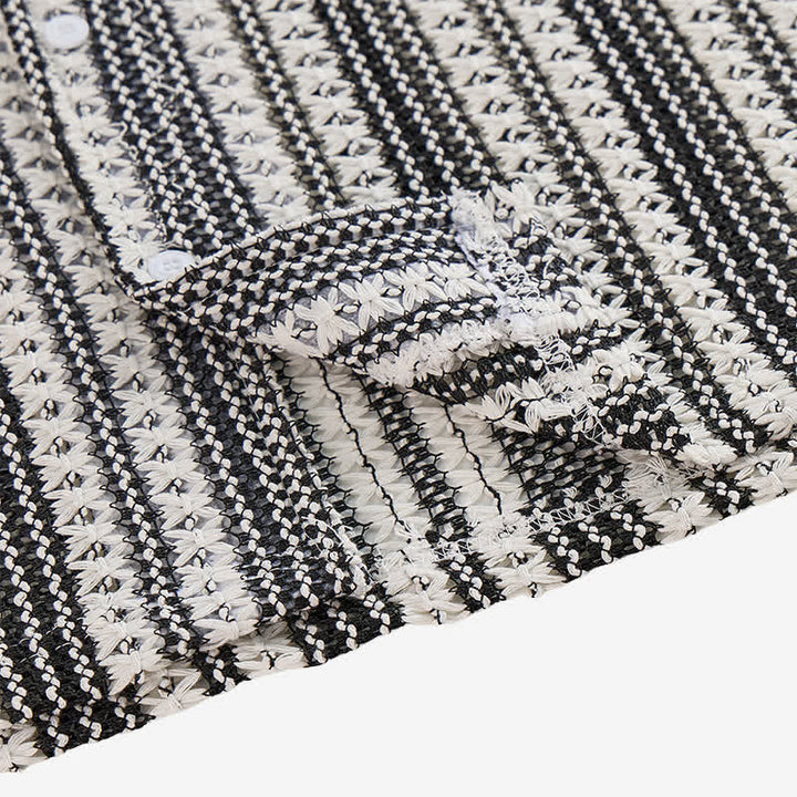 Camicia da uomo classica estiva a righe con trama a rilievo - image 5
