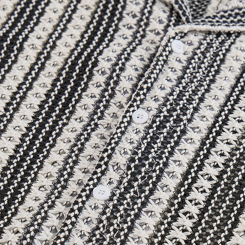 Camicia da uomo classica estiva a righe con trama a rilievo - image 4