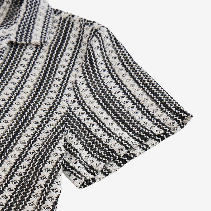 Camicia da uomo classica estiva a righe con trama a rilievo - image 6