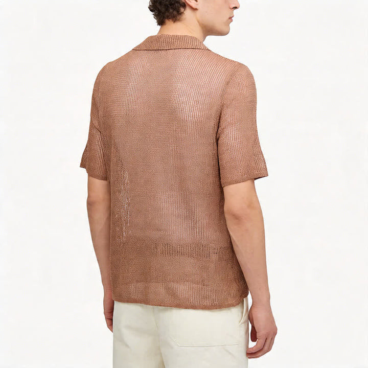 Camicia da uomo a maglia traforata, vestibilità comoda - image 2