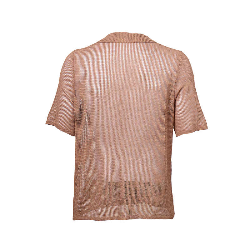 Camicia da uomo a maglia traforata, vestibilità comoda - image 8