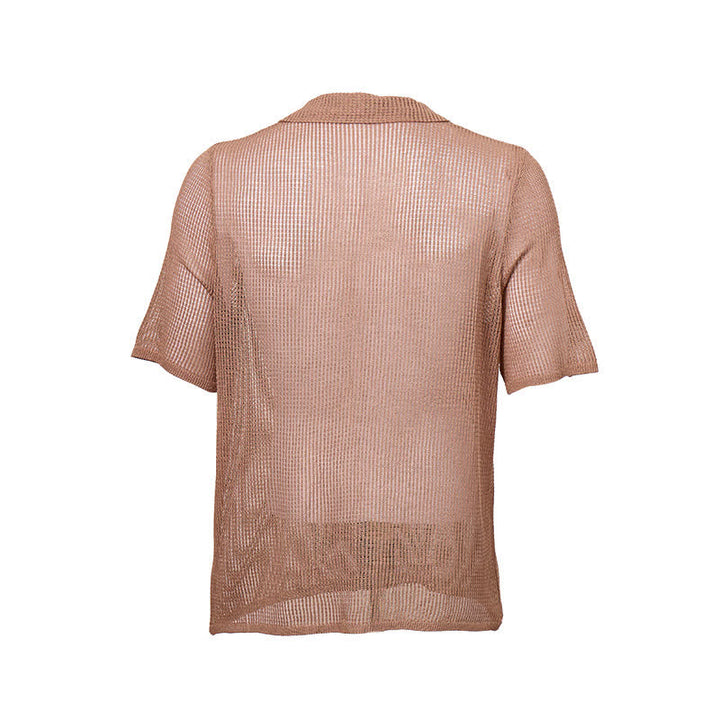 Camicia da uomo a maglia traforata, vestibilità comoda - image 8