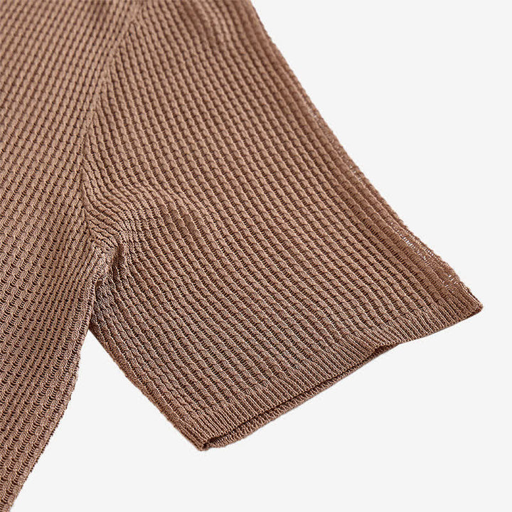 Camicia da uomo a maglia traforata, vestibilità comoda - image 6