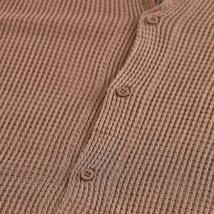 Camicia da uomo a maglia traforata, vestibilità comoda - image 4