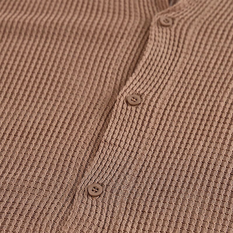 Camicia da uomo a maglia traforata, vestibilità comoda - image 4