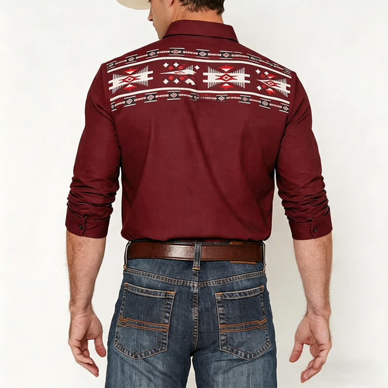 Camicia da uomo con stampa azteca in stile sud-occidentale, con bottoni. - image 2