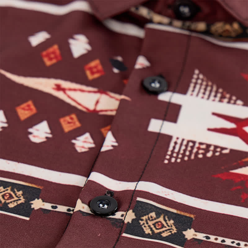 Camicia da uomo con stampa azteca in stile sud-occidentale, con bottoni. - image 5