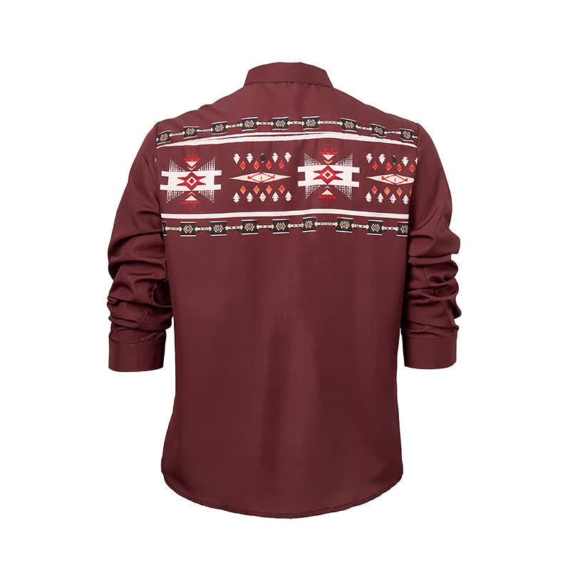 Camicia da uomo con stampa azteca in stile sud-occidentale, con bottoni. - image 8